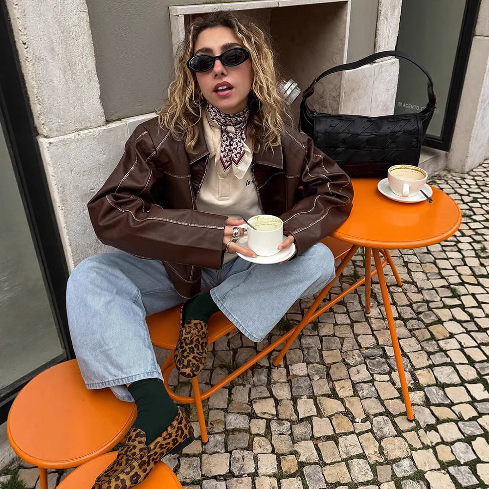 CHAQUETA EFECTO PIEL VINTAGE