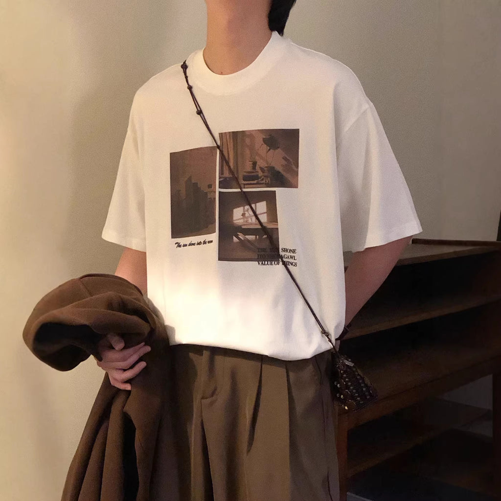 CAMISETA BLANCA INFORMAL, ESTILO RETRO JAPONES